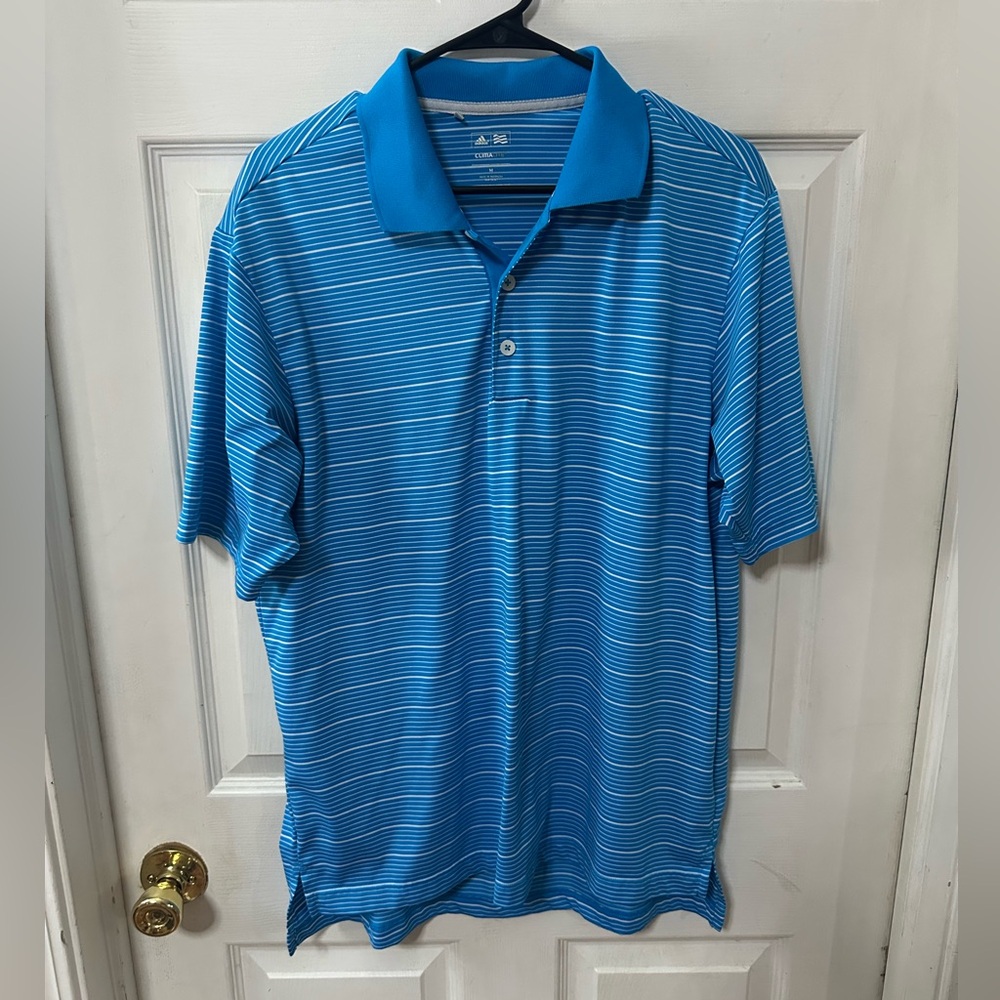 Adidas Men's Blue Striped Polo Shirt